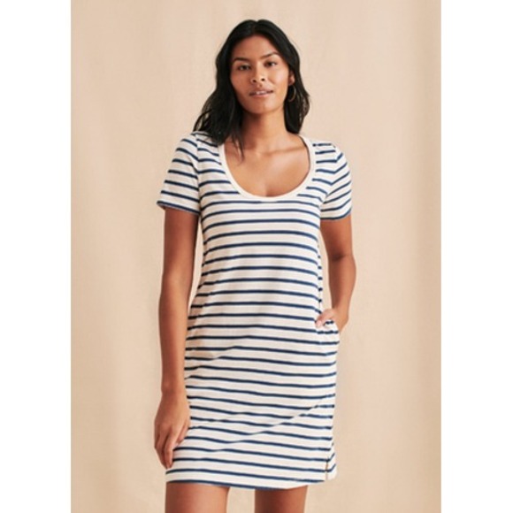 Faherty Dress Womens XS Merritt Button Back Organic Cotton Casual Stripe - Picture 1 of 5